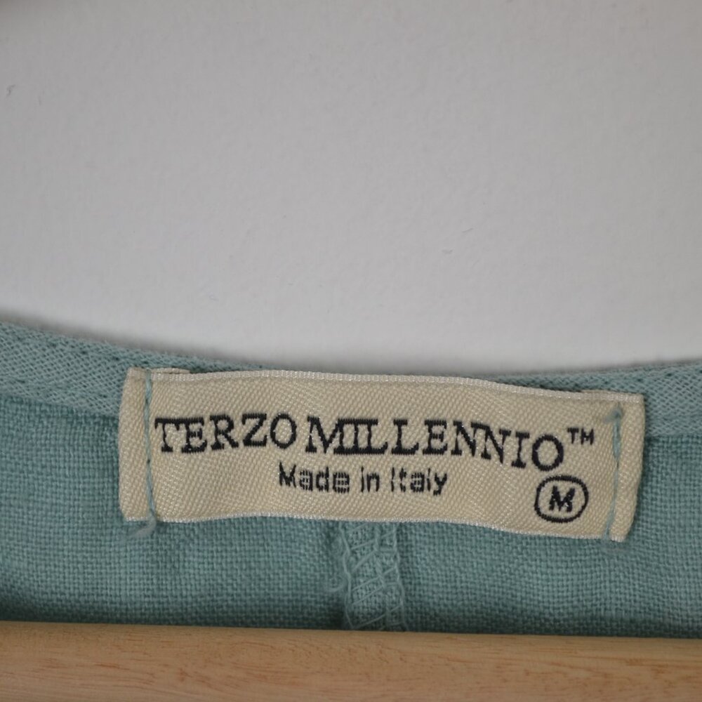 Terzo Millennio Linen Tunic Top Womens M Ruffle Short Sleeve Hem Lagenlook Top - Picture 8 of 8